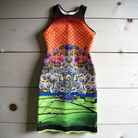 CLOVER CANYON Multicolor Scuba Style Cocktail Dress Size Small - Picture 5 of 10